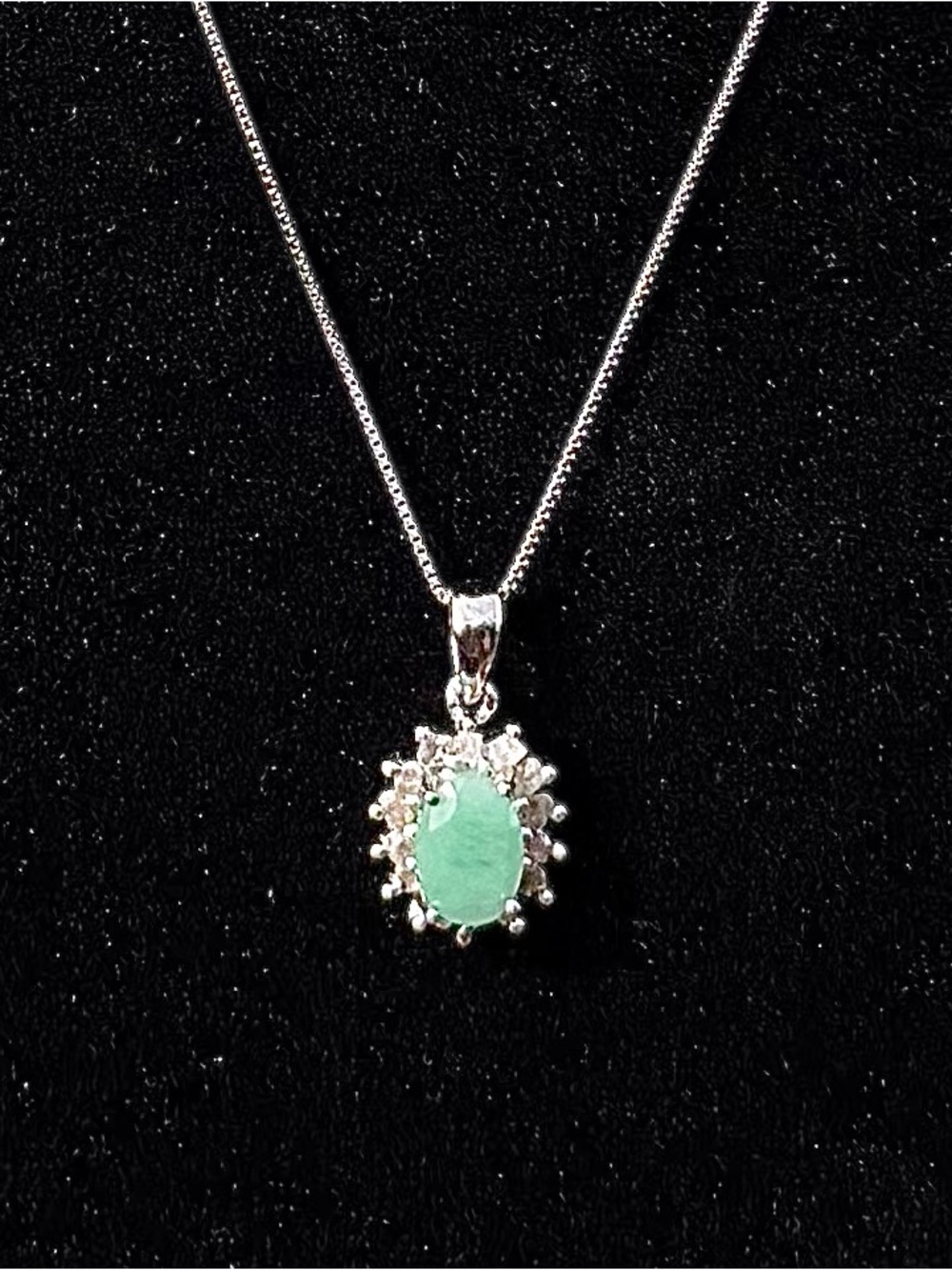 Emerald & Diamond 14K White Gold Over Sterling Silver 18” Necklace